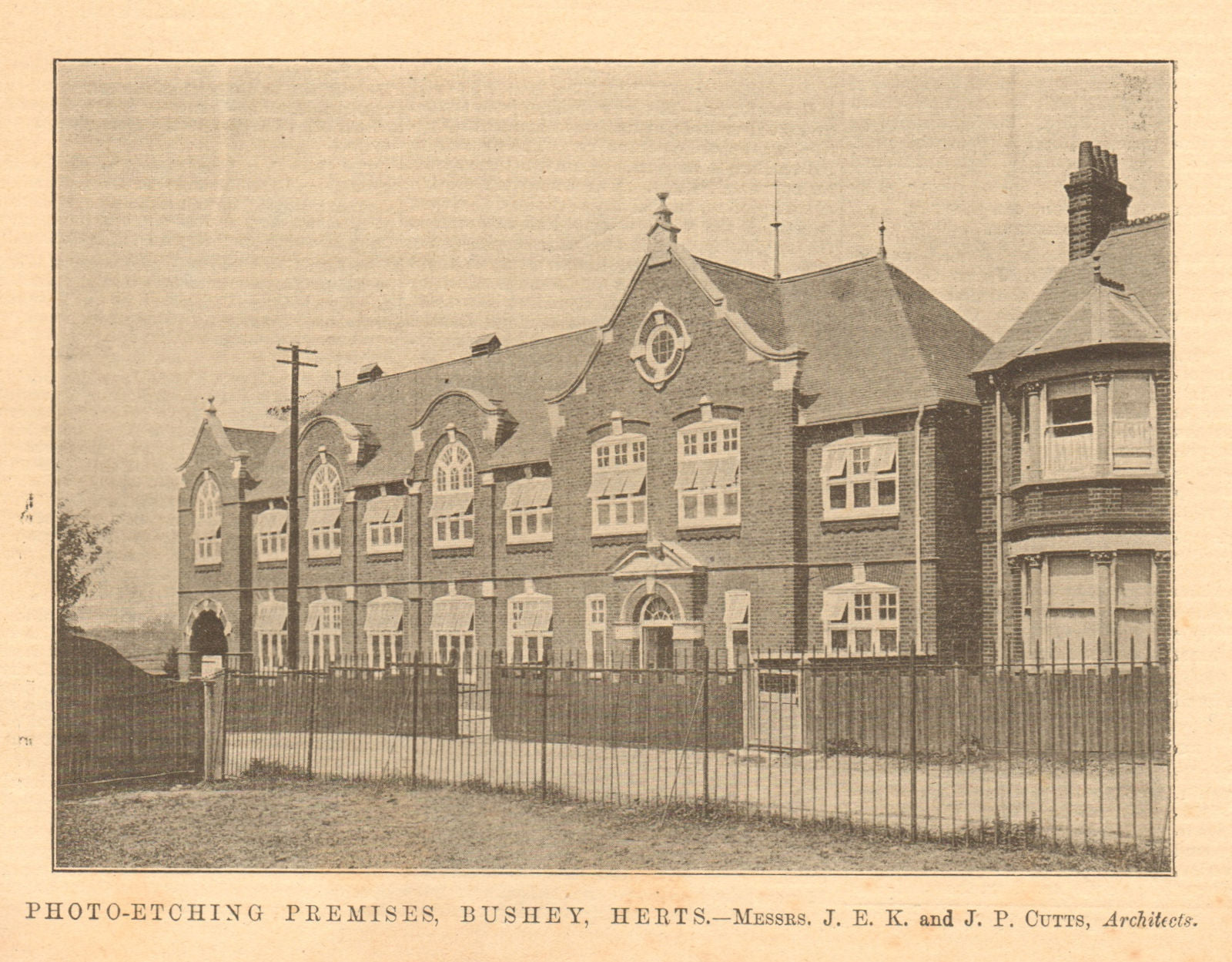Photo-etching premises, Bushey. JEK & JP Cutts, Architects. Hertfordshire 1904